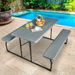 Indoor And Outdoor Folding Picnic Table Bench Set With Wood-like Texture_maomaolike.com