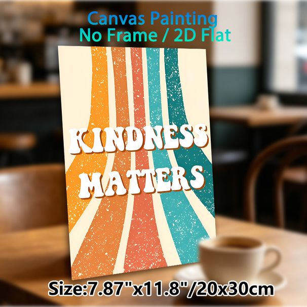 Kindness Matters Painting Poster, Vintage Distressed Colorful Retro Striped Poster, Warm Positive Message Ideal For Home, Living Room Or Office Wall_maomaolike.com
