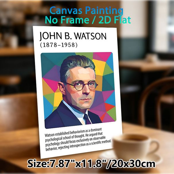 John B. Watson Psychology Themed Painting Poster, Vibrant Polygonal Portrait Poster, Informative Design With Behaviorism Introduction, Ideal For_maomaolike.com