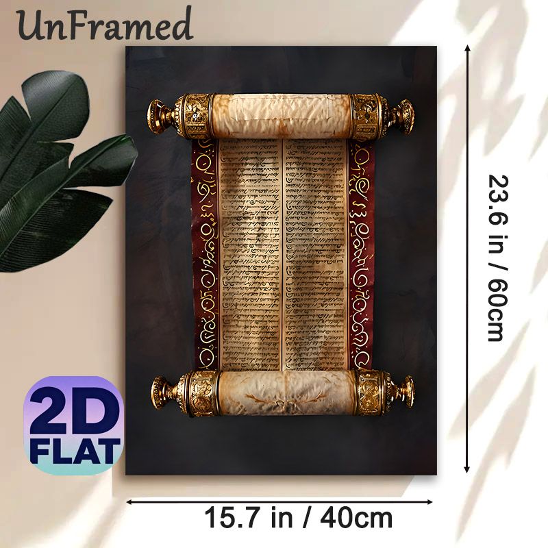 Ancient Scroll Painting Poster, Vintage Aged Scroll With Elaborate Ancient Script Poster, Brings Classic Historical Charm, Suitable For Study, Home_maomaolike.com