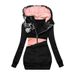 Women's Clothing women's sweatshirt zipper color matching print hooded long sleeved jacket_maomaolike.com