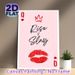 Queen Of Hearts Poker Themed Painting Poster, Stylish Minimalist Pink Poster With Crown, Lip Print & "Rise & Slay" Quote, Inspirational Wall Decor For_maomaolike.com