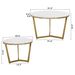 Modern Round Nesting Coffee Table Set 2-Piece White & Marbling Top Gold Base_maomaolike.com