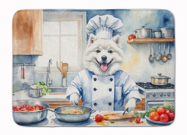 American Eskimo The Chef Memory Foam Kitchen Mat Machine Washable Anti-Fatigue Mat Cushion Comfort Bath Mat Or Kitchen Rug_maomaolike.com