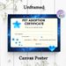 Pet Adoption Certificate Painting Poster, Starry Blue Decorative Certificate-style Poster, Warm Formal Document For Pet Adoption Records, Ideal For_maomaolike.com