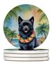 Schipperke Luau Large Sandstone Coasters Pack Of 4 Absorbent Round Coasters Decor Gifts For Men Or Women, 4 In, Multicolor_maomaolike.com