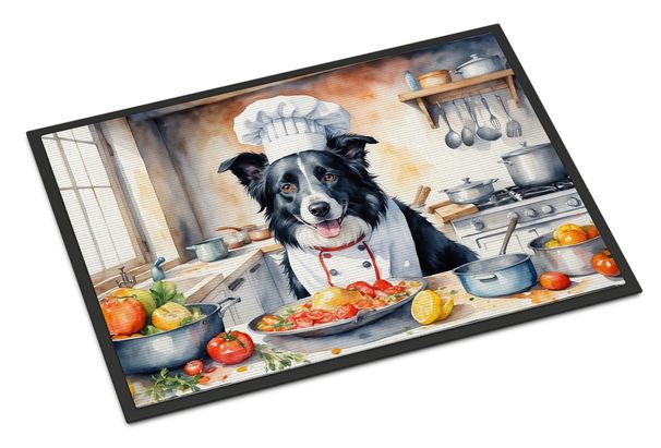 Border Collie The Chef Doormat Front Door Mat Indoor Outdoor Rugs For Entryway, Non Slip Washable Low Pile, 24H X 36W_maomaolike.com