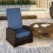 Outdoor Wicker Swivel Recliner Chair, Lifting Footrest, 360° Rotating Basic, Water-resistant Cushions, Dark Blue_maomaolike.com