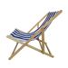 Populus Wood Folding Sling Chair With Dark Blue Stripe - Adjustable Chaise Lounge Chair_maomaolike.com