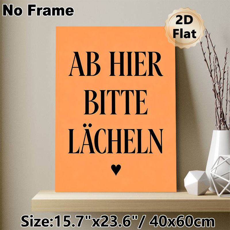 German Quote Painting Poster, Warm Orange Minimalist Typographic Poster, Cheerful Reminder To Spread Positivity, Ideal For Home, Office And Entryway_maomaolike.com