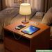 20 Modern Nightstand With 2 Drawers And Shelves Solid Wood Night Stand With Charger Station Mid Century Bedside Table Curved Wood Side Table-Walnut_maomaolike.com
