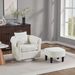 Swivel Accent Chair With Ottoman Set, Modern Chenille Barrel Armchair With Removable Back Pillow & 2 Armrest Covers For Living Room, Bedroom, Office, White_maomaolike.com