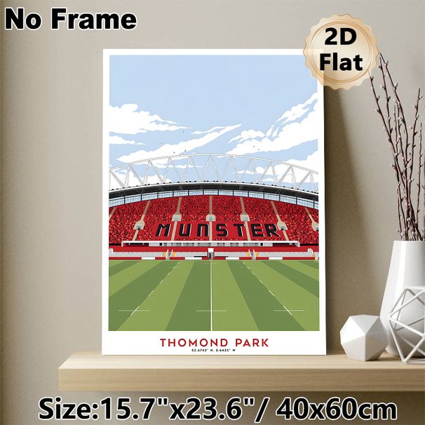 Thomond Park Stadium Sports Painting Poster, Vibrant Minimalist Flat-style Stadium Poster, Eye-catching Sports Venue Artwork Ideal For Home And Sports_maomaolike.com