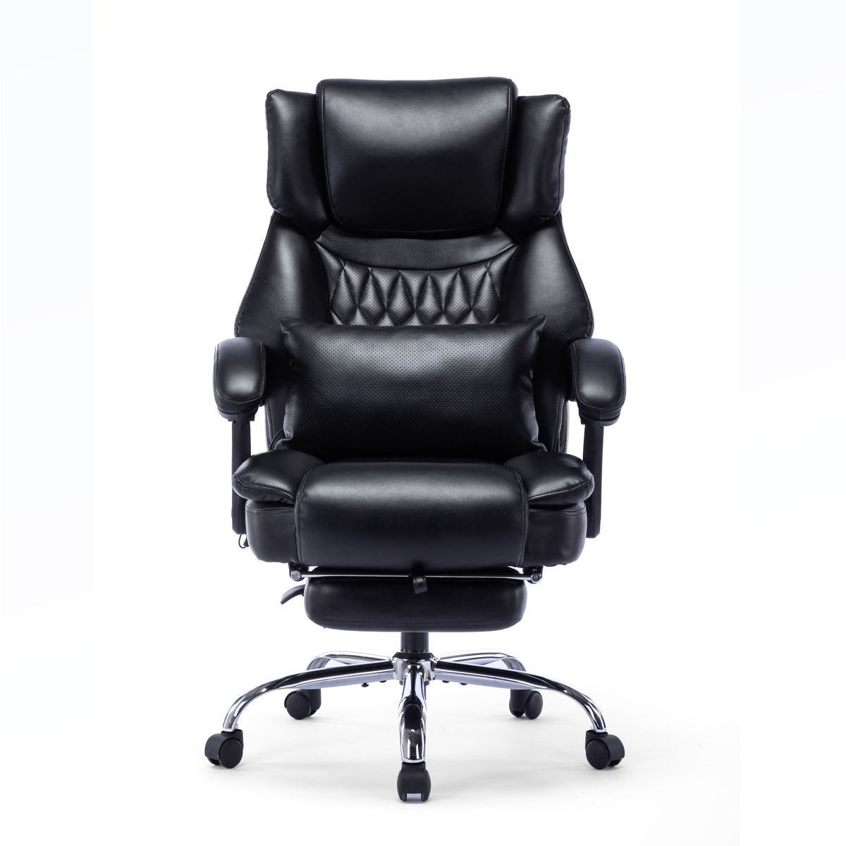 High Back Massage Reclining Office Chair With Footrest, Home Office Executive Computer Desk Chair With Massaging Lumbar Cushion, Adjustable Angle, Breathable Thick Padding For Comfort_maomaolike.com