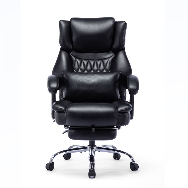 High Back Massage Reclining Office Chair With Footrest, Home Office Executive Computer Desk Chair With Massaging Lumbar Cushion, Adjustable Angle, Breathable Thick Padding For Comfort_maomaolike.com