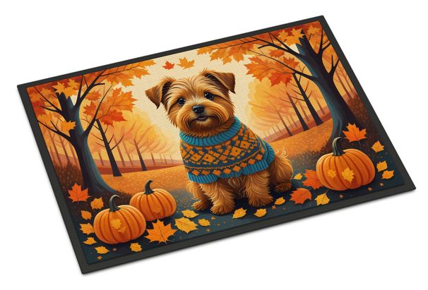 Norfolk Terrier Fall Doormat Front Door Mat Indoor Outdoor Rugs For Entryway, Non Slip Washable Low Pile, 24H X 36W_maomaolike.com
