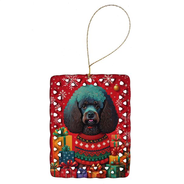 Poodle Holiday Christmas Porcelain Ornament Christmas Tree Hanging Decorations For Home Christmas Holiday, Rectangle, Gift, Multicolor_maomaolike.com