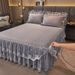 Winter Warm Baby Quilted Lace Skirt Single Piece Infant Thickened Coral Fleece 1.68m Bed Mat Cover_maomaolike.com