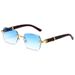 Unisex Square glasses Rimless cut edge sunglasses Women's fashion glasses gradual color sunscreen sunglasses_maomaolike.com