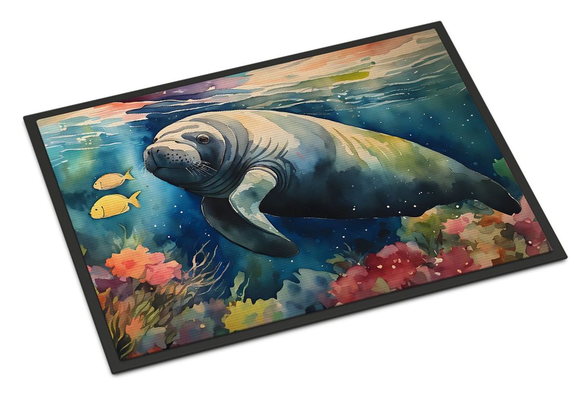 Manatee Doormat Front Door Mat Indoor Outdoor Rugs For Entryway, Non Slip Washable Low Pile, 24H X 36W_maomaolike.com