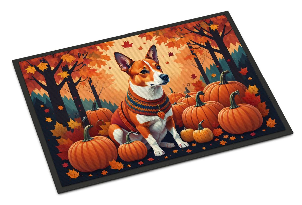 Red Basenji Fall Doormat Front Door Mat Indoor Outdoor Rugs For Entryway, Non Slip Washable Low Pile, 24H X 36W_maomaolike.com