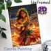 Hawaiian Beach Luau Painting Poster, Warm-toned Vivid Artistic Poster, Captures Joyful Tropical Bonfire Gathering With Guitar-playing Hula Girl_maomaolike.com