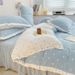 Ins Girl Heart Korean Style Thickened Warm Coral Milk Fleece Four-Piece Set Ruffled Winter French Velvet Bed Skirt_maomaolike.com
