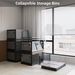 506QT 4-Pack Transparent Stackable Storage Bins With 5 Doors To Open With Wheels, Folding Plastic Craft Containers Large Closet Organizers Box For Bedrooms Living Rooms Study Kids' Toys, Black_maomaolike.com