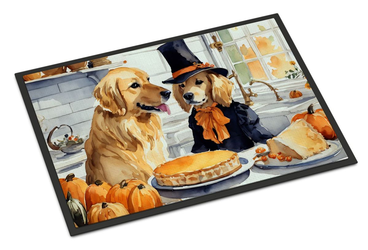 Golden Retriever Fall Kitchen Pumpkins Doormat Front Door Mat Indoor Outdoor Rugs For Entryway, Non Slip Washable Low Pile, 24H X 36W_maomaolike.com