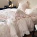 French Princess Style Pure Lace Four-Piece Set Washed Cotton Floral Duvet Cover Bed Sheet Girly Bedding_maomaolike.com