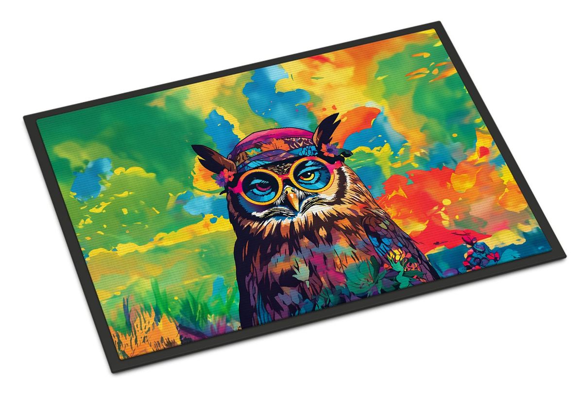 Hippie Animal Owl Doormat Front Door Mat Indoor Outdoor Rugs For Entryway, Non Slip Washable Low Pile, 24H X 36W_maomaolike.com