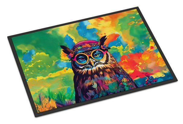 Hippie Animal Owl Doormat Front Door Mat Indoor Outdoor Rugs For Entryway, Non Slip Washable Low Pile, 24H X 36W_maomaolike.com