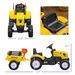 Kids Ride On Tractor With Back Trailer, Shovel & Rake, Horn, Pedal Go Kart For 3 Years Old, Yellow_maomaolike.com