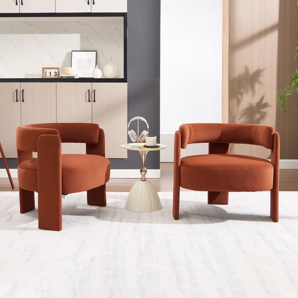 Accent Chair For Living Room, Velvet Comfy Single Sofa Chair Mid-Century Modern Armchair Wooden Legs For Bedroom Office Reading_maomaolike.com