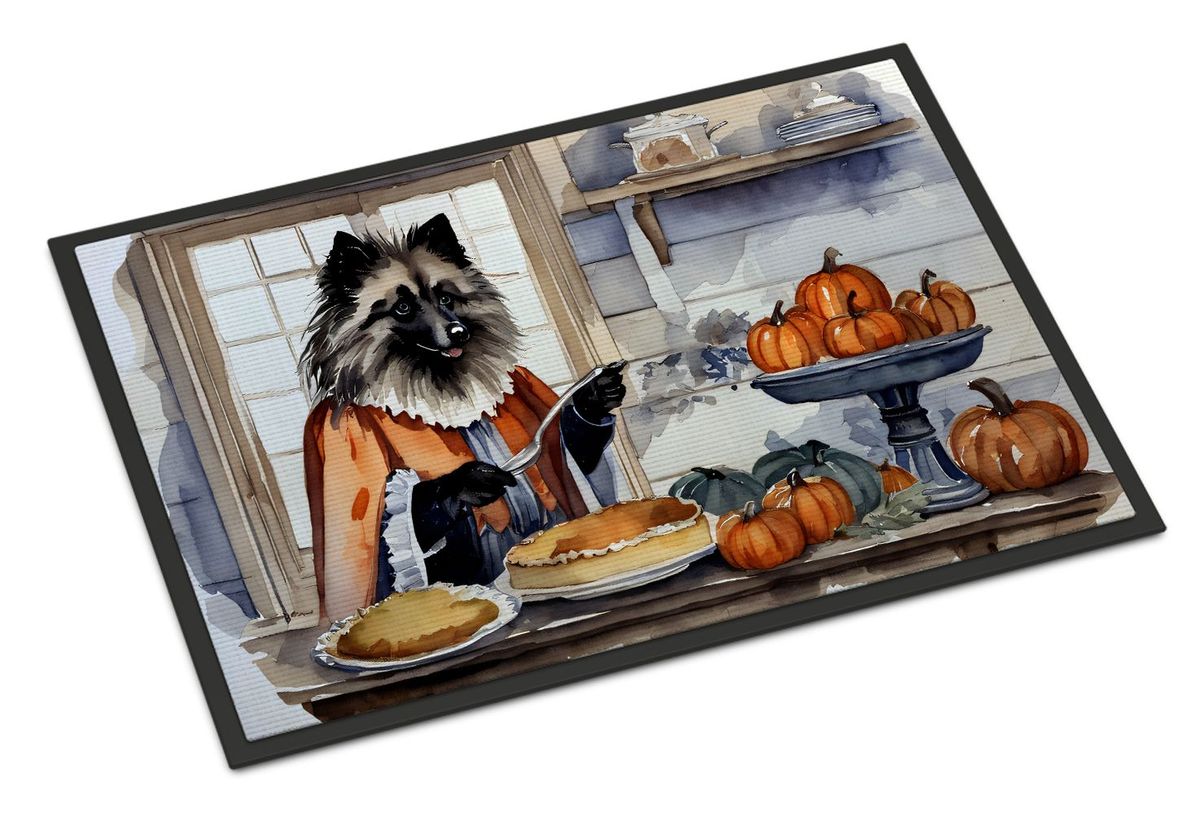 Keeshond Fall Kitchen Pumpkins Doormat Front Door Mat Indoor Outdoor Rugs For Entryway, Non Slip Washable Low Pile, 24H X 36W_maomaolike.com