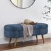 Ottoman Oval Storage Bench,Rubber Wood Legs, Gray (43.5"x16"x16")Dark Blue_maomaolike.com