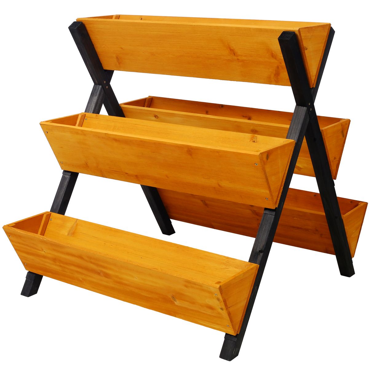 3 Tiers Wooden Vertical Raised Garden Bed With Legs,Brown Planter Raised Beds Kit For Flowers Herbs Vegetables_maomaolike.com