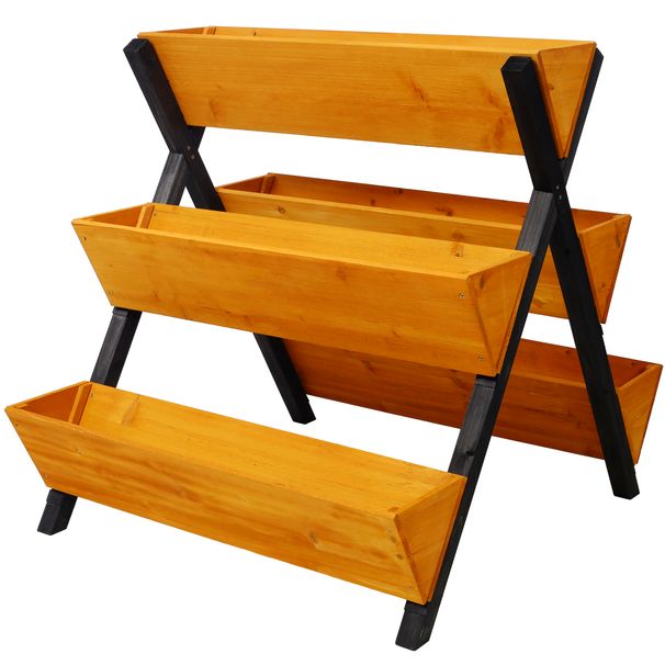3 Tiers Wooden Vertical Raised Garden Bed With Legs,Brown Planter Raised Beds Kit For Flowers Herbs Vegetables_maomaolike.com