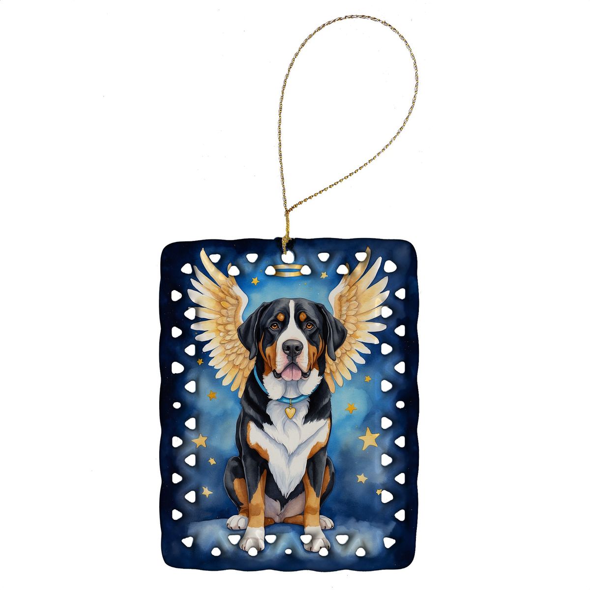 Greater Swiss Mountain Dog My Angel Porcelain Ornament Christmas Tree Hanging Decorations For Home Christmas Holiday, Rectangle, Gift, Multicolor_maomaolike.com