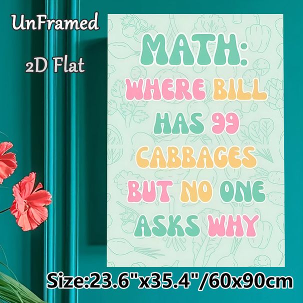Math Humor Painting Poster, Pastel Colored Retro Typographic Poster, Witty Math-themed Wall Decor Suitable For Classroom, Study Area_maomaolike.com
