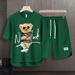 Men's Clothing 2024 Waffle Casual Summer Suit Men's Loose Teen Short sleeved T shirt Shorts Handsome Two piece Suit_maomaolike.com