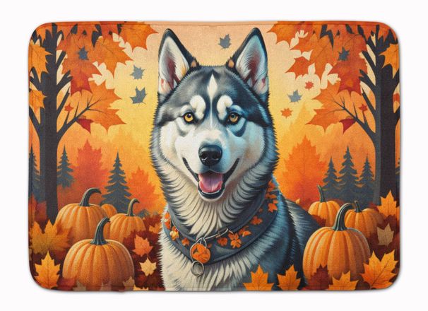 Siberian Husky Fall Memory Foam Kitchen Mat Machine Washable Anti-Fatigue Mat Cushion Comfort Bath Mat Or Kitchen Rug_maomaolike.com