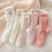 White socks for women autumn and winter warm mink fleece sleep home socks embroidery cute girl winter female long socks_maomaolike.com