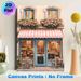 French Café Themed Painting Poster, Warm-toned Cozy European Street Style Poster, Inviting Floral Café Storefront Design, Ideal For Living Room, Café_maomaolike.com