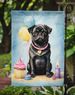 Black Pug Happy Birthday Garden Flag Mailbox Flag Decorative Yard Flag Banner Outside Patio Artwork Yard Flower Beds, Garden Size, Multicolor_maomaolike.com