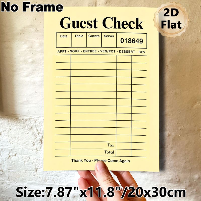 Guest Check Painting Poster, Vintage-style Blank Restaurant Guest Check Layout Poster, Nostalgic Dining-themed Decor Suitable For Restaurants, Cafes_maomaolike.com