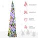 Tall Prelit Pencil Artificial Christmas Tree Holiday Décor With Snow Flocked Branches, Warm White Or Colorful LED Lights, Downswept Shape_maomaolike.com