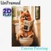 Pomeranian Dog Painting Poster, Warm-toned Whimsical Pet Scene Poster, Funny Lighthearted Design Ideal For Bathroom Wall Decor_maomaolike.com