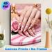 Nail Art Themed Painting Poster, Elegant Glossy Pink Nails With Gold Bow Details Poster, Chic Nail Art Display, Ideal For Beauty Salons And Makeup_maomaolike.com