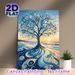 Beach Swirl Tree Painting Poster, Vibrant Swirly Artistic Tree With Sunset Beach Scene Poster, Eye-catching Decorative Piece Ideal For Living Room_maomaolike.com